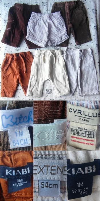 Lot de pantalon et short garçon taille 1 mois