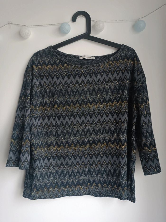 Pull fin marine dorures zig zag Promod Taille M En très bon état - photo numéro 2
