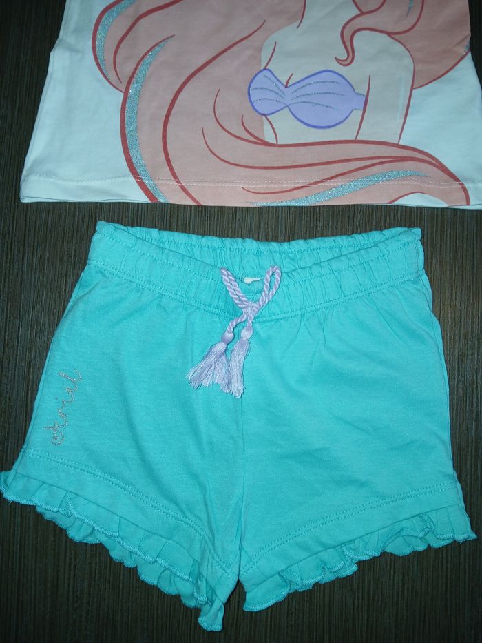 ensemble tee shirt short arielle la petite sirene disney 86 cm 23 mois - photo numéro 2