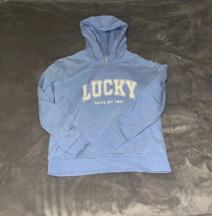 Pull à capuche bleu claire femme 34 XS kiabi - photo numéro 2