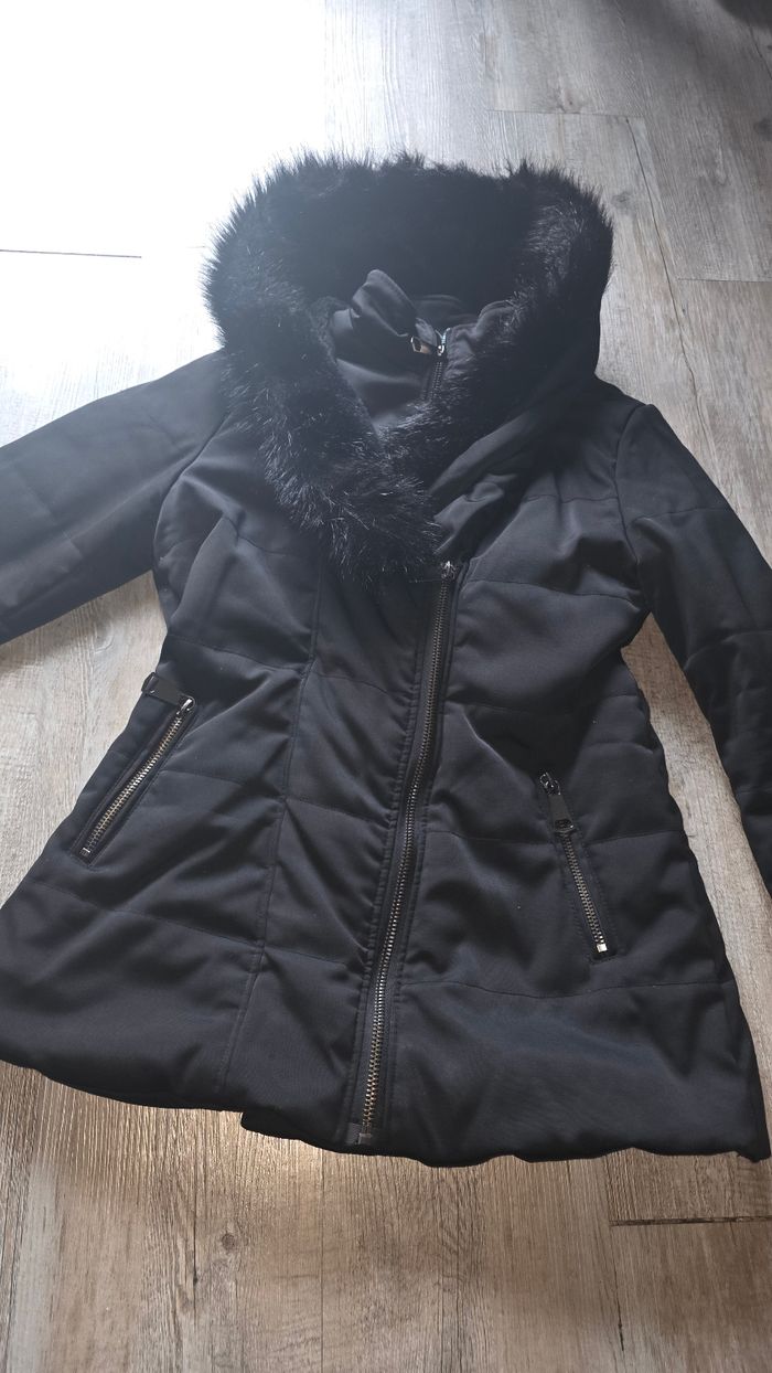 Manteau - Doudoune - veste noir chic & jeune taille 3 - 42 / 44 ( double fermeture ) recoudre l'intérieur - photo numéro 2