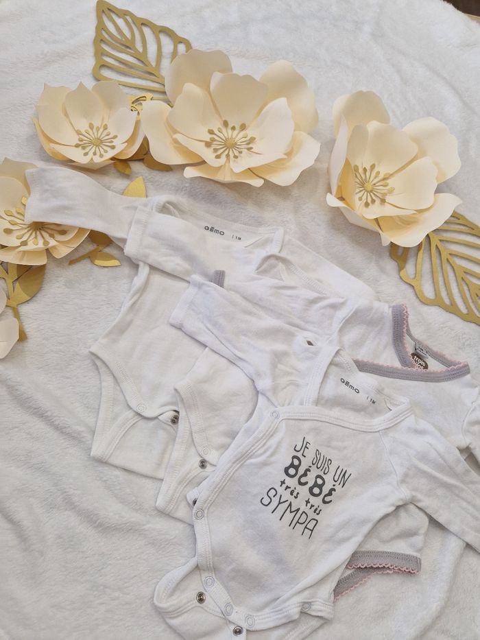 Lot de 4 bodies longues manches 1 mois