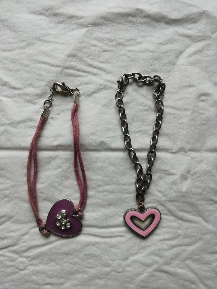 Lot de 2 bracelets cœurs