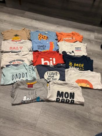 Lot de 14 T-shirt, taille 9 mois.