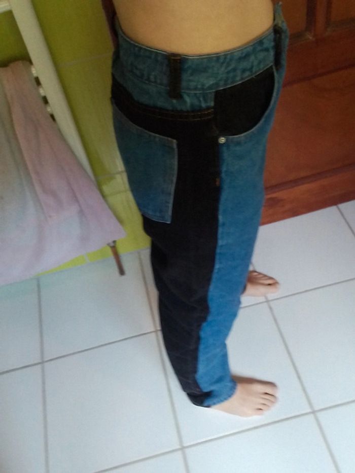 Jeans femme droit noir et bleu Shein - photo numéro 6