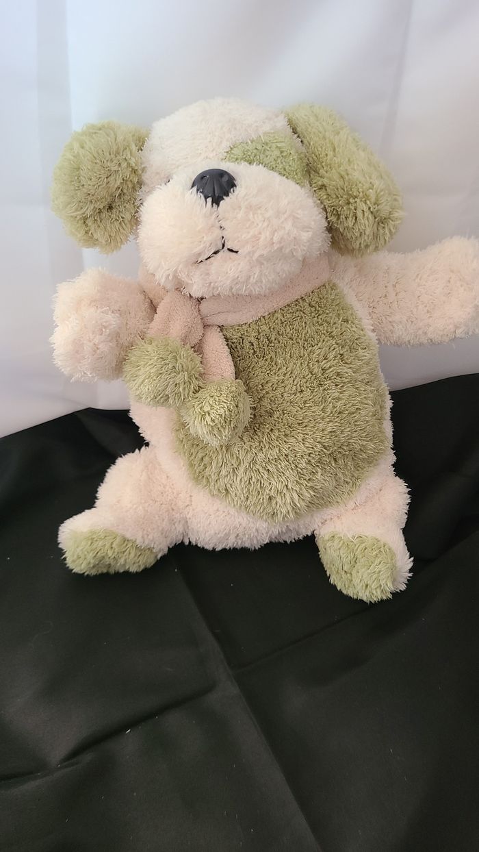 doudou chien range pyjama vert blanc echarpe pompon - photo numéro 5