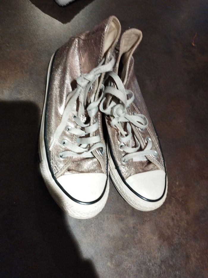 Converse rose argenté fêtes