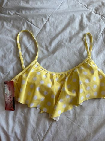 Haut de maillot de bain jaune à pois blanc volant taille M/38 Penti neuf