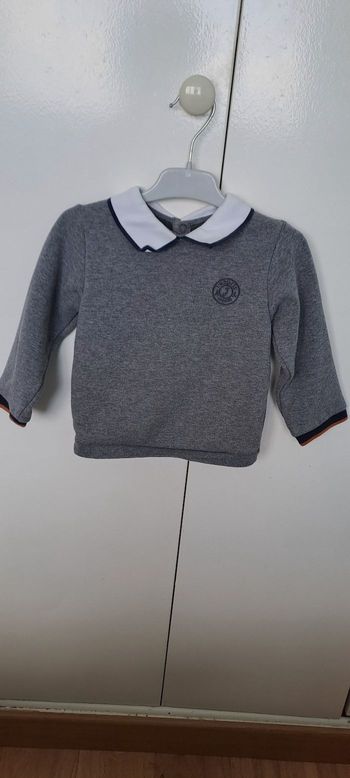Sweat Jacadi bébé gris col chemise
