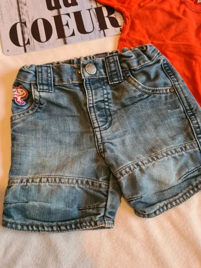 Ensemble short jeans et haut 6 mois - photo numéro 2