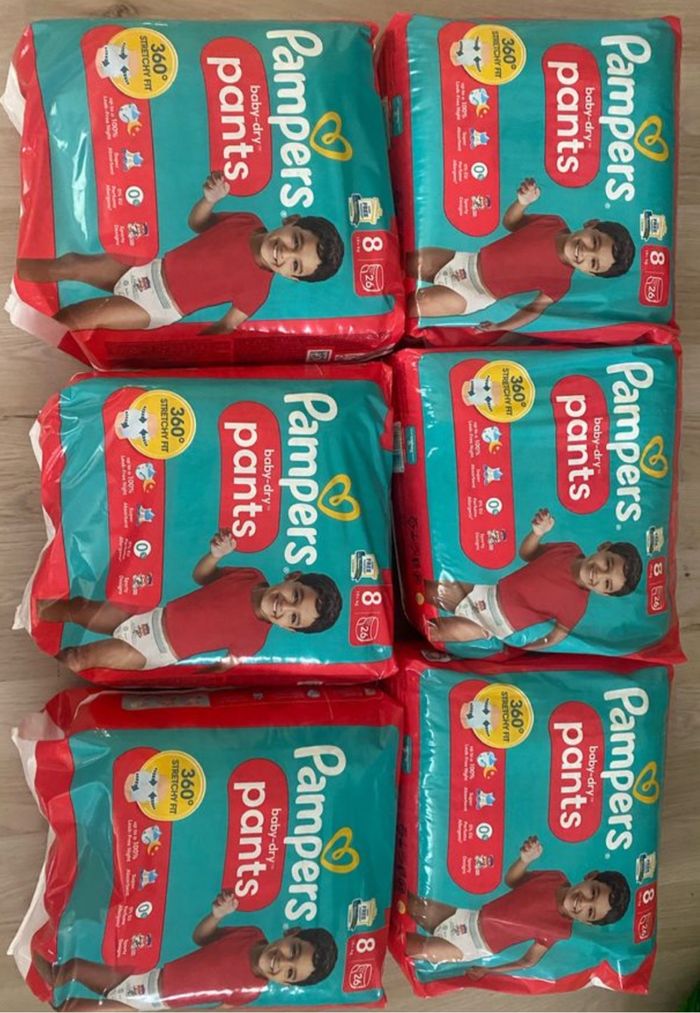 6 paquets Pampers baby dry taille 8 pants