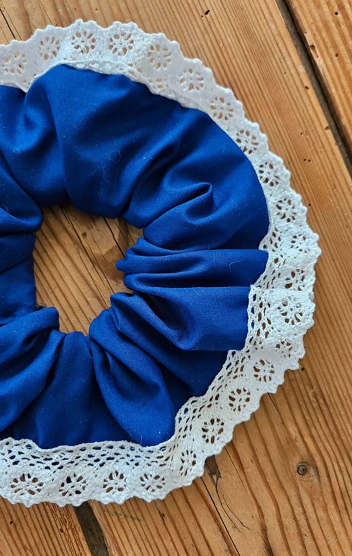 Maxi chouchou bleu dentelle - photo numéro 2
