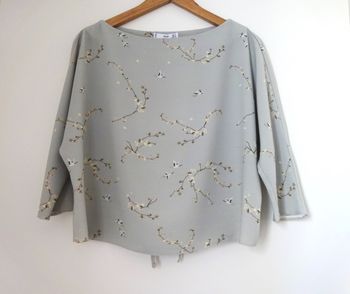 Blouse vert d'eau motif floral Mango XS