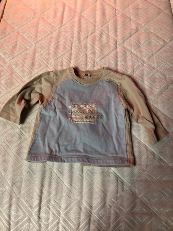 Pull beige et bleu catimini