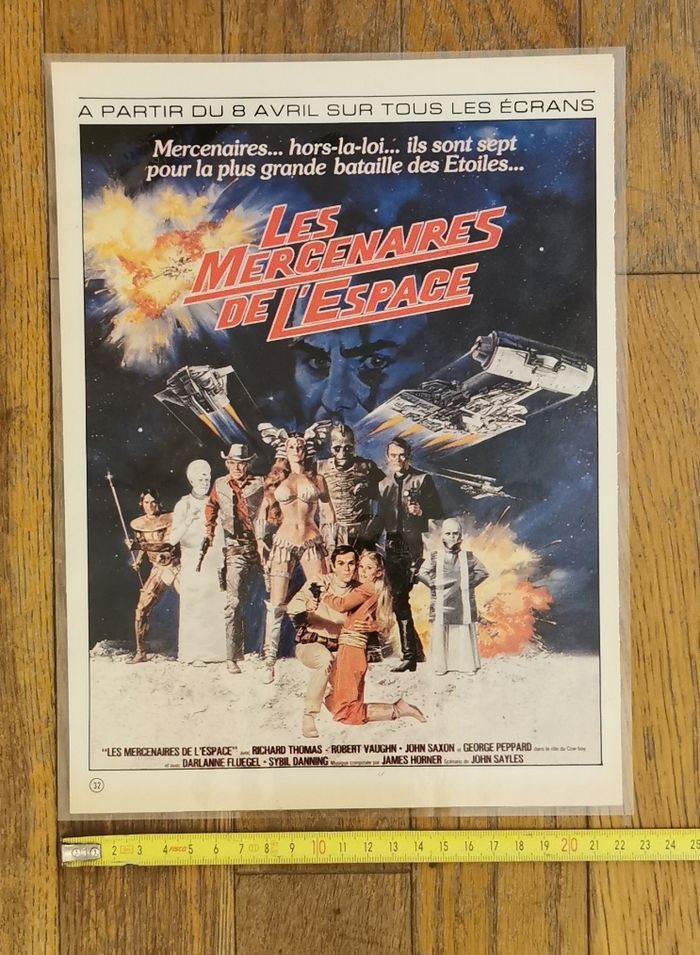 Ancienne publicité plastifiée film les mercenaires de l'espace