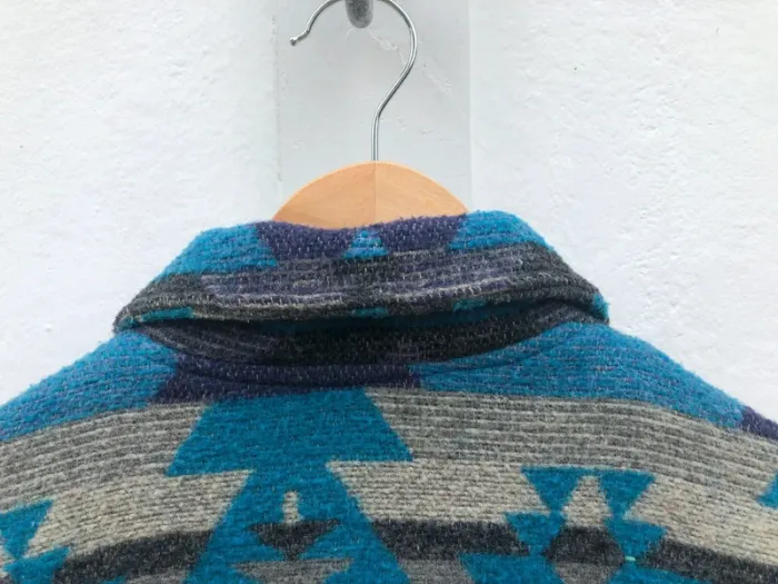 Manteau pure laine bleu Navajo Aztec made in France 🇫🇷 - photo numéro 11