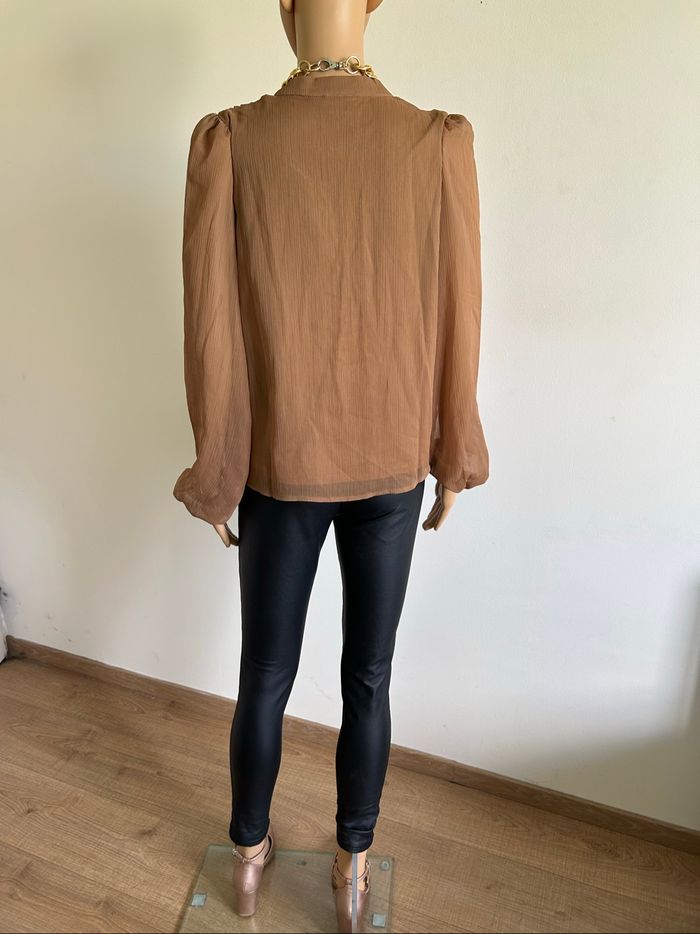 Blouse beige marron neuve à manches longues Vila taille 36 - photo numéro 6