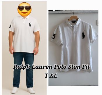 Ralph Lauren Polo MC TXL -Slim Fit -Big Pony Brodé Noir & Patch «3» Manche Droite - 100%Coton