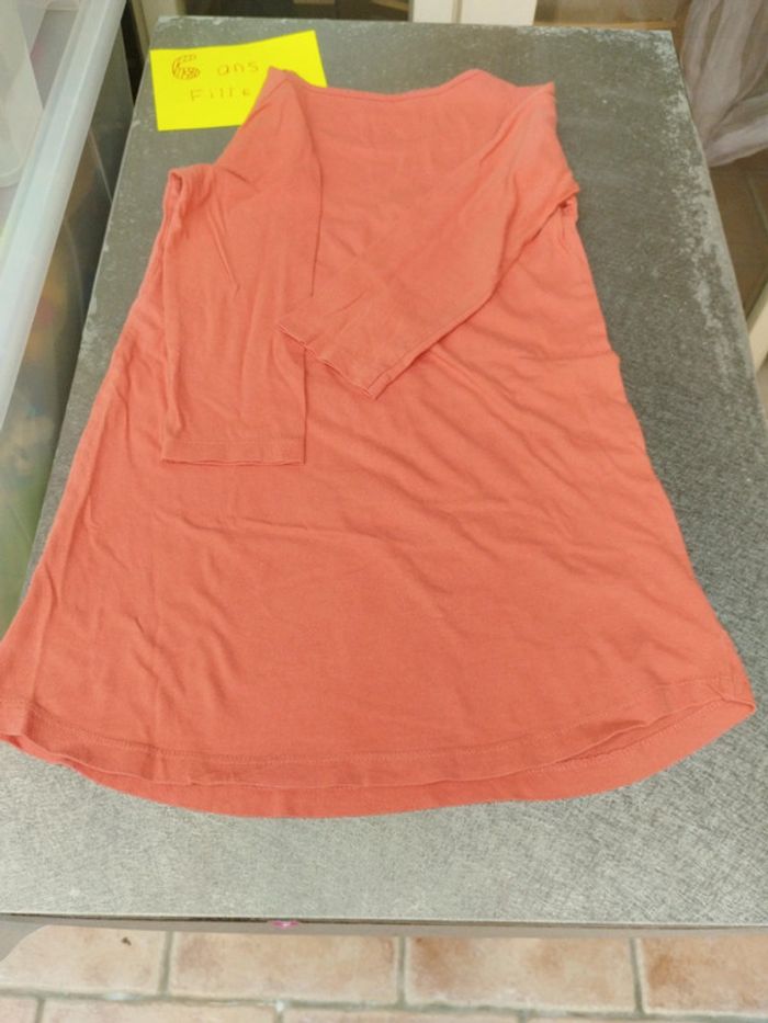 Chemise de nuit manches longues 6 ans fille Tissaia orange - photo numéro 5