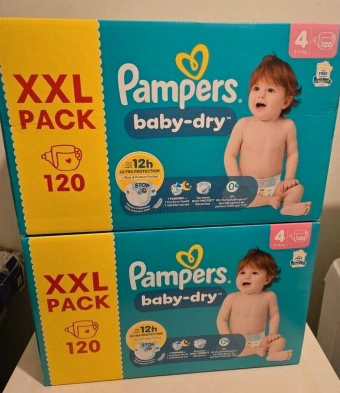 240 couches pampers baby dry taille 4 neuves