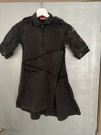 Robe asymétrique en jean noir avec manches 3/4 taille 114