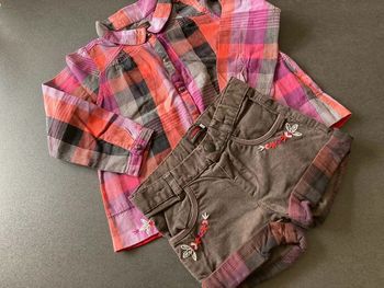 Catimini ensemble lot short et chemise vêtement enfant fille taille 4 ans