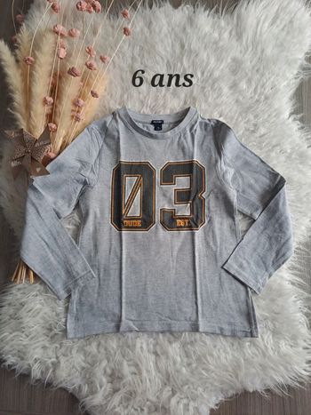 Tee-shirt ML gris kiabi 6ans