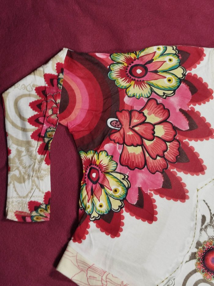 t-shirt fille desigual 9/10 ans manches chauve-souris - photo numéro 4