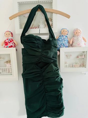 Robe mini vert fronce kaki