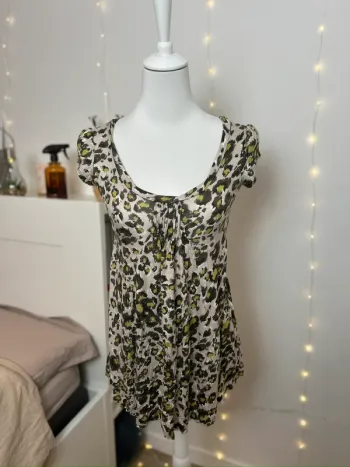 Tunique fluide Promod imprimé léopard vert & beige - taille M