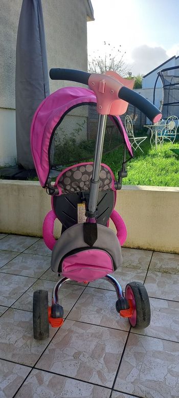 Vélo enfant bébé tricycle évolutif Strolly compact rose fille de 10 mois jusque 3 ans