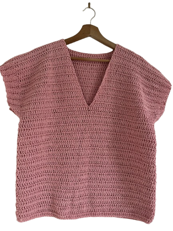 pull col V coton fait main 