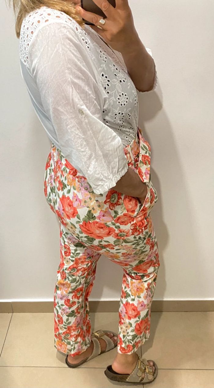 🧡Pantalon Fleuri Mango Taille 38 - photo numéro 4