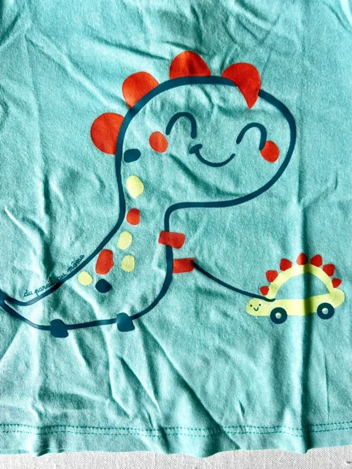 Ensemble été garçon DPAM 12 mois – dinosaures colorés – parfait état - photo numéro 3