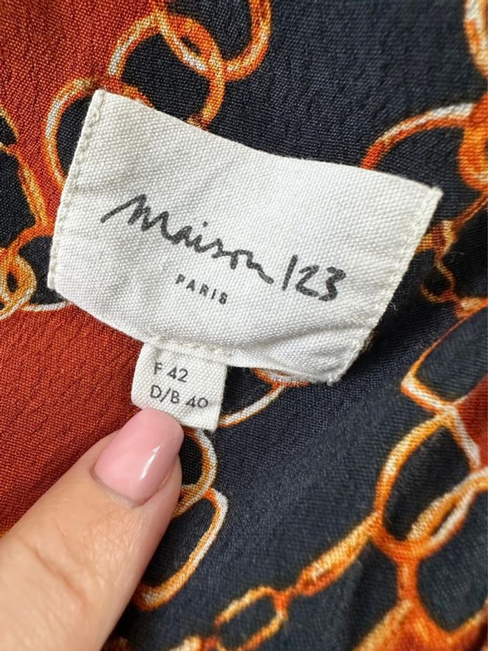 Blouse chaines noire dorée et terra cotta Maison 123 T42 XL - photo numéro 6