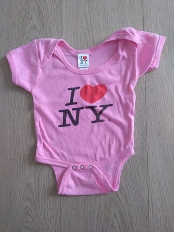 Body rose manches courtes I love New York