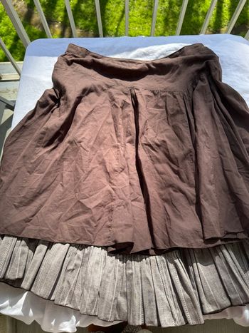 Jupe évasée marron vintage bimatière Kiabi – Taille 46