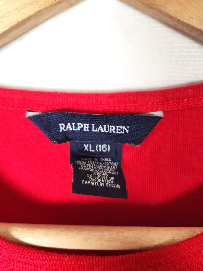 T-shirt Manches Longues Ralph Lauren Rouge - Taille XL Enfant (16 ans) - photo numéro 3