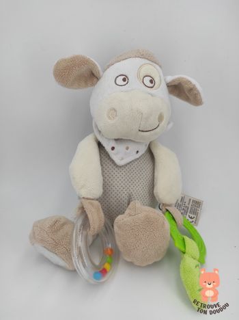 Peluche d'activité vache crème Mots d'Enfants