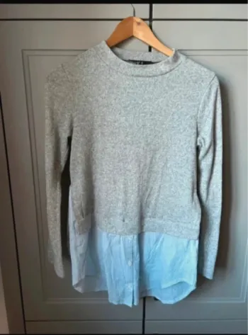 Pull chemise gris bleu