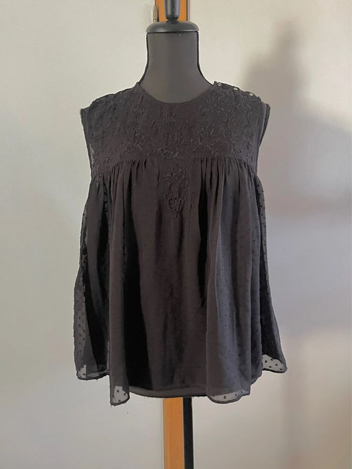 Débardeur en voile noir Zara taille L 40