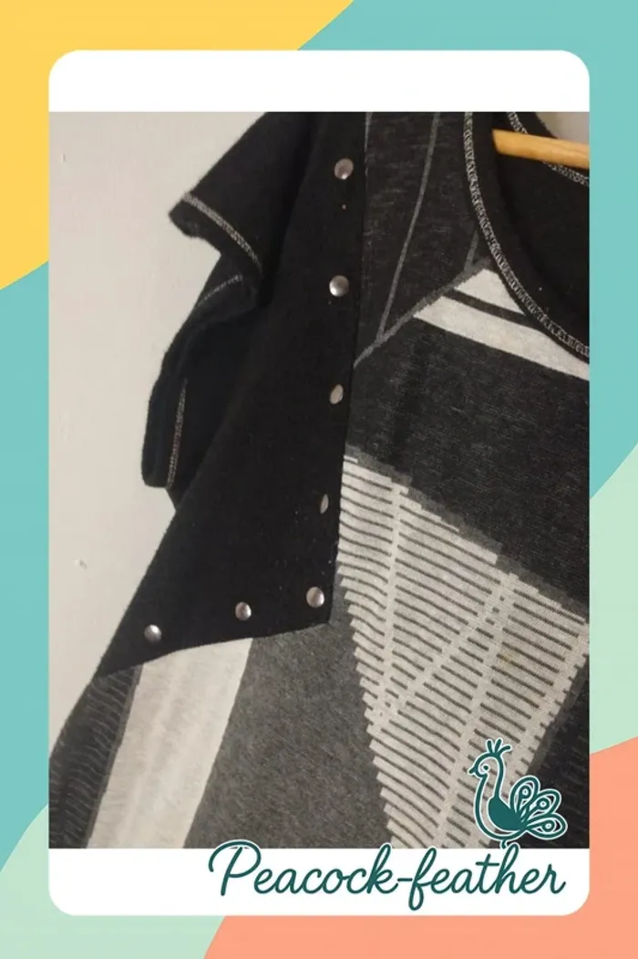 Pull sans manches noir gris T6 - photo numéro 4