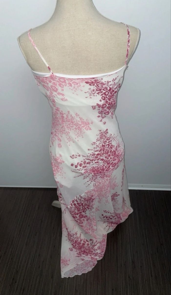 Robe Longue Fluide sans marque - Taille 3 (T3) - Blanche et Rose Neuve - photo numéro 3