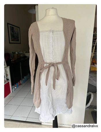 Haut robe beige et blanc