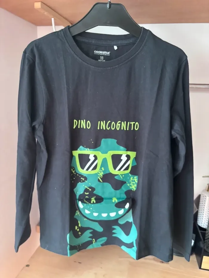 🦖 t-shirt ML noir • orchestra • 10 ans
