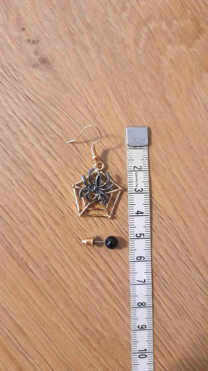 Boucles d'oreilles dorées Halloween toile d'araignée - photo numéro 3