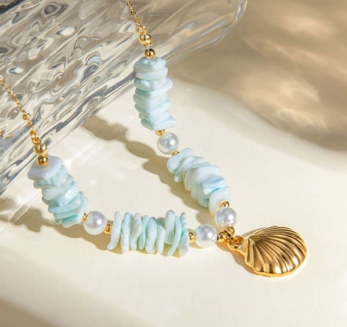 Collier coquillage turquoise ✅ - photo numéro 2