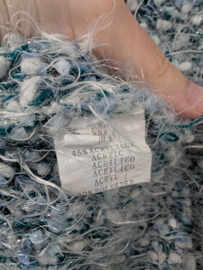 Pull hiver doux bleu clair et blanc col rond ras New Tilt XS/34 - photo numéro 4