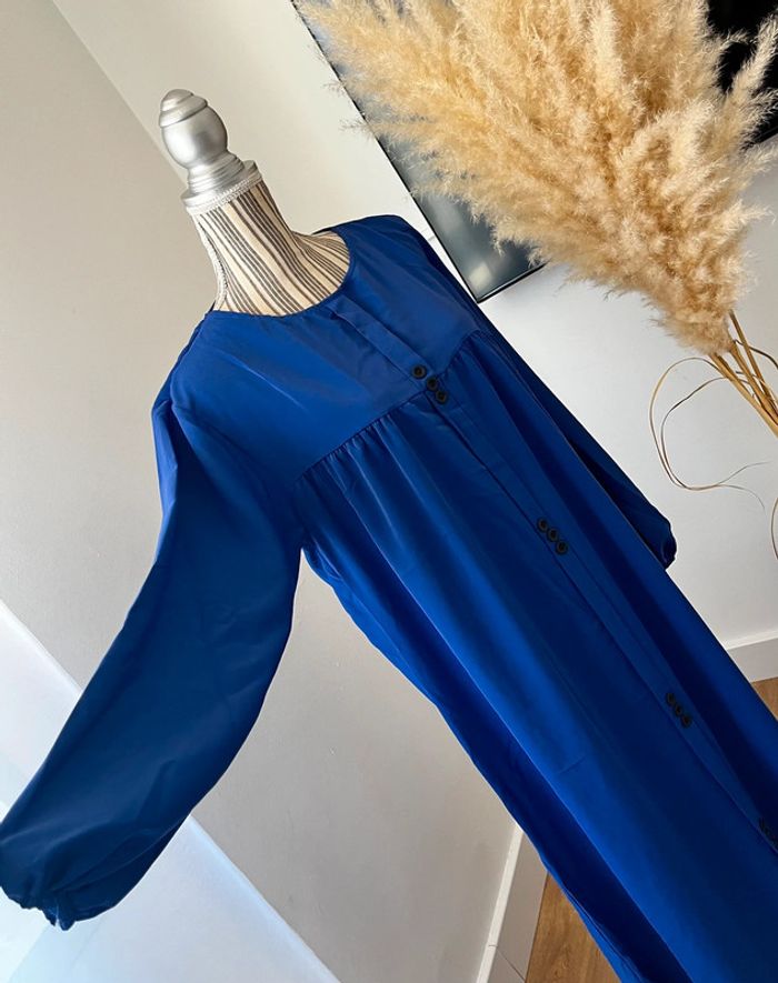 Abaya bleu boutonnée - photo numéro 4