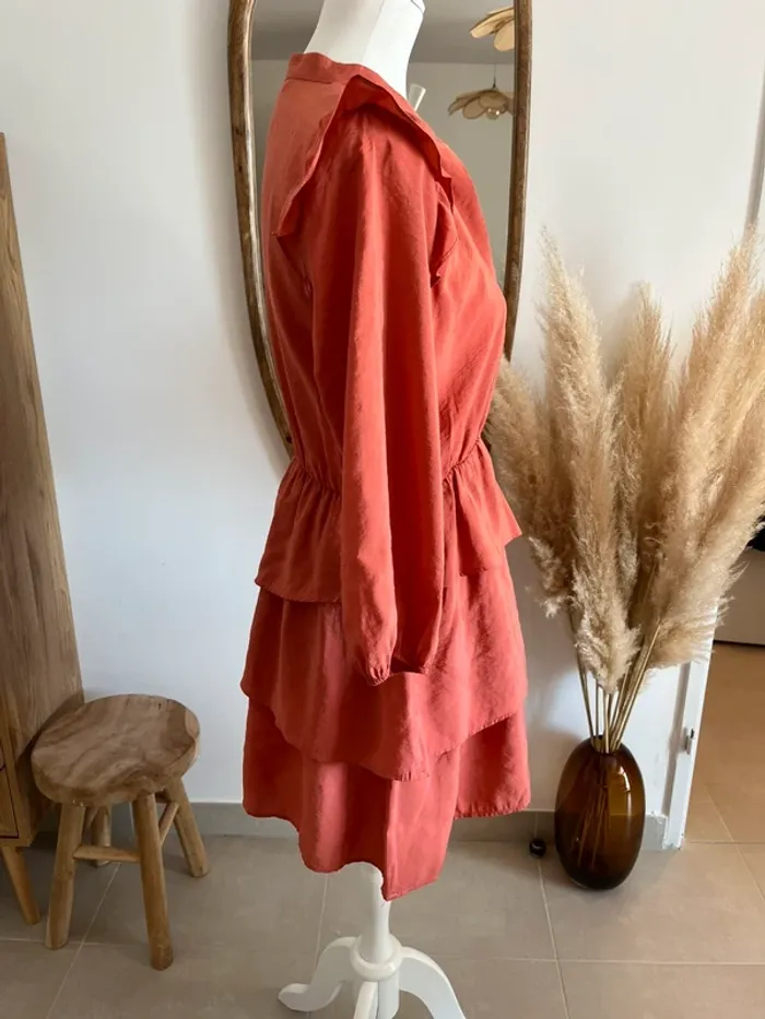 Robe manches 3/4 corail Zara - photo numéro 5